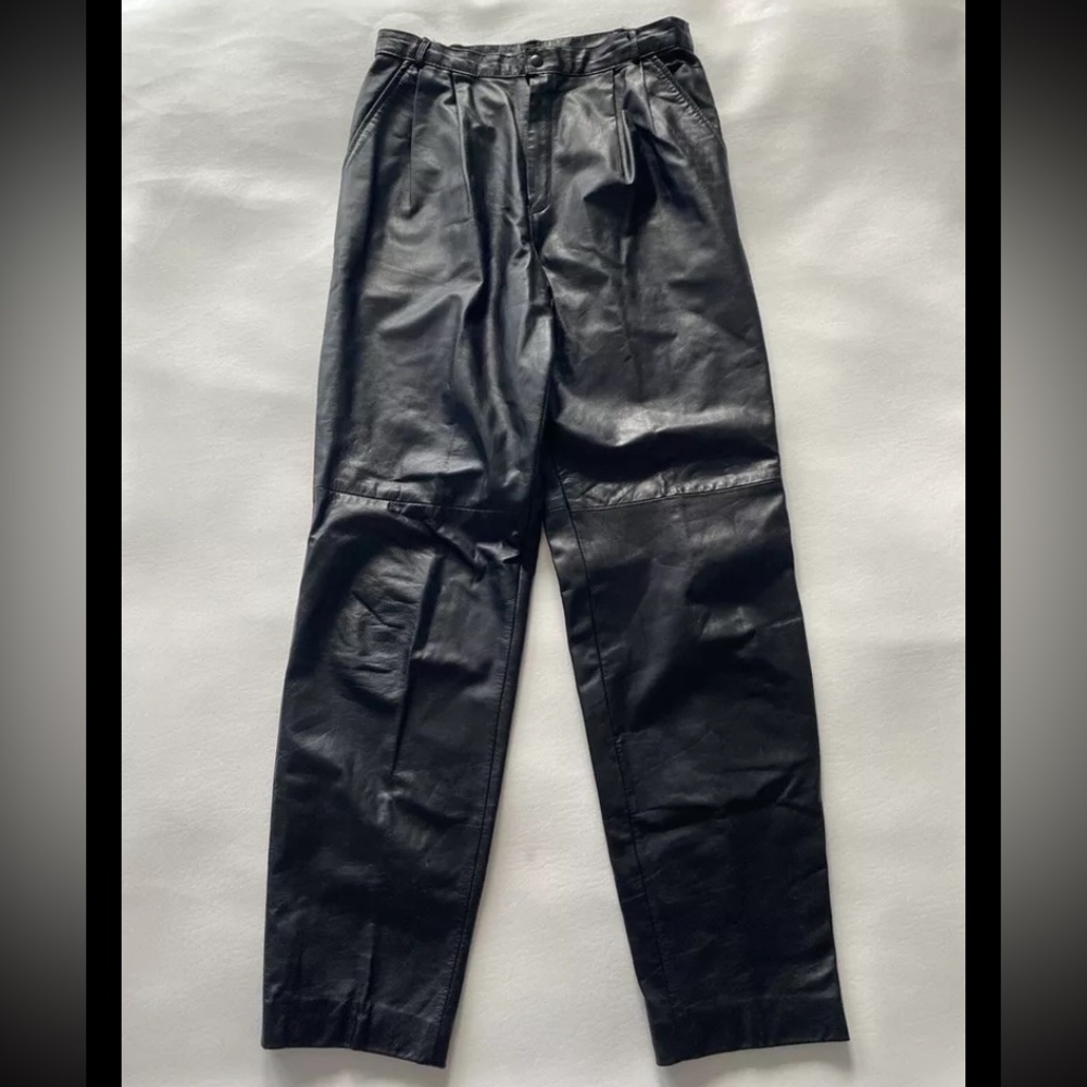 Vintage 80’s Women’s 11/12 Leather‎ Pleated Pants - Picture 2 of 16